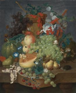 Jan Van Os - Fruit Still Life With A Mouse On A Ledge