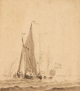 Jan Verbruggen d. Ä. - Zwei kleine Zeichnungen mit Schiffen