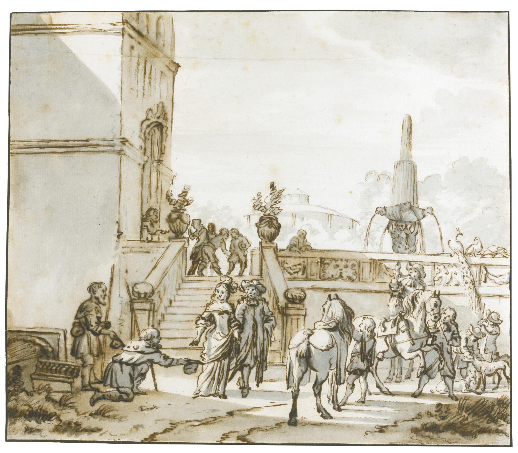 Jan Verkolje The Elder - An Elegant Couple About To Go Riding