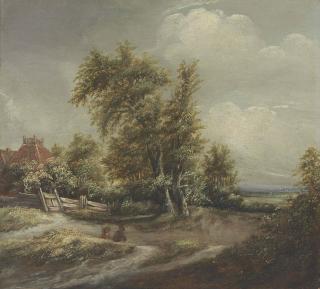 Jan Vermeer Van Haarlem I - A Dune Landscape With Figures And A House Beyond