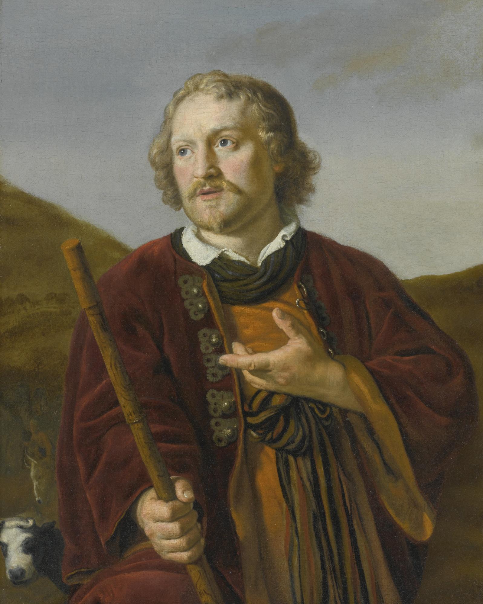 Jan Victors - A Shepherd With His Staff, His Herd Beyond