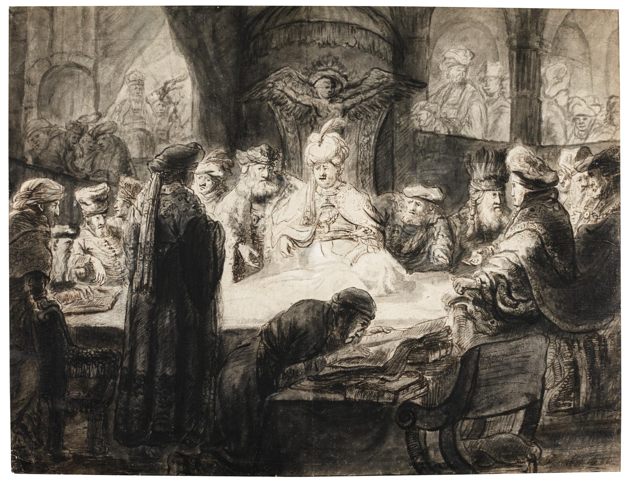 Jan Victors - Pharaoh Seeking Council From His Court And Scribes