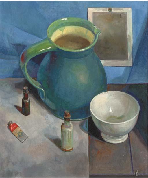 Jan Voerman Jr. - A still life with a jug and a bowl