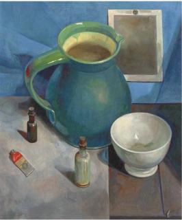 Jan Voerman Jr. - A still life with a jug and a bowl