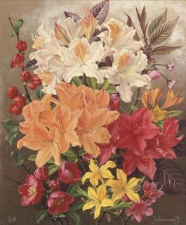 Jan Voerman Jun. - A still life with rhodondendrons
