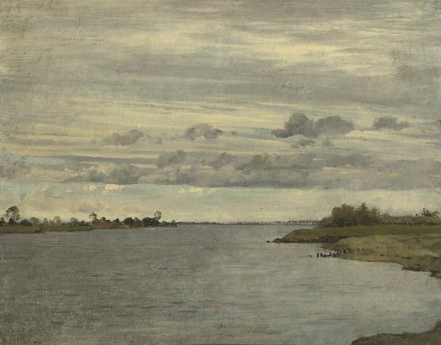 Jan Voerman Sen. - A view of the river IJssel on a cloudy day
