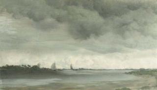 Jan Voerman Sen. - The river IJssel on a cloudy day