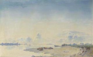 Jan Voerman Sen. - Uiterwaarden aan de IJssel: cows on a riverbank