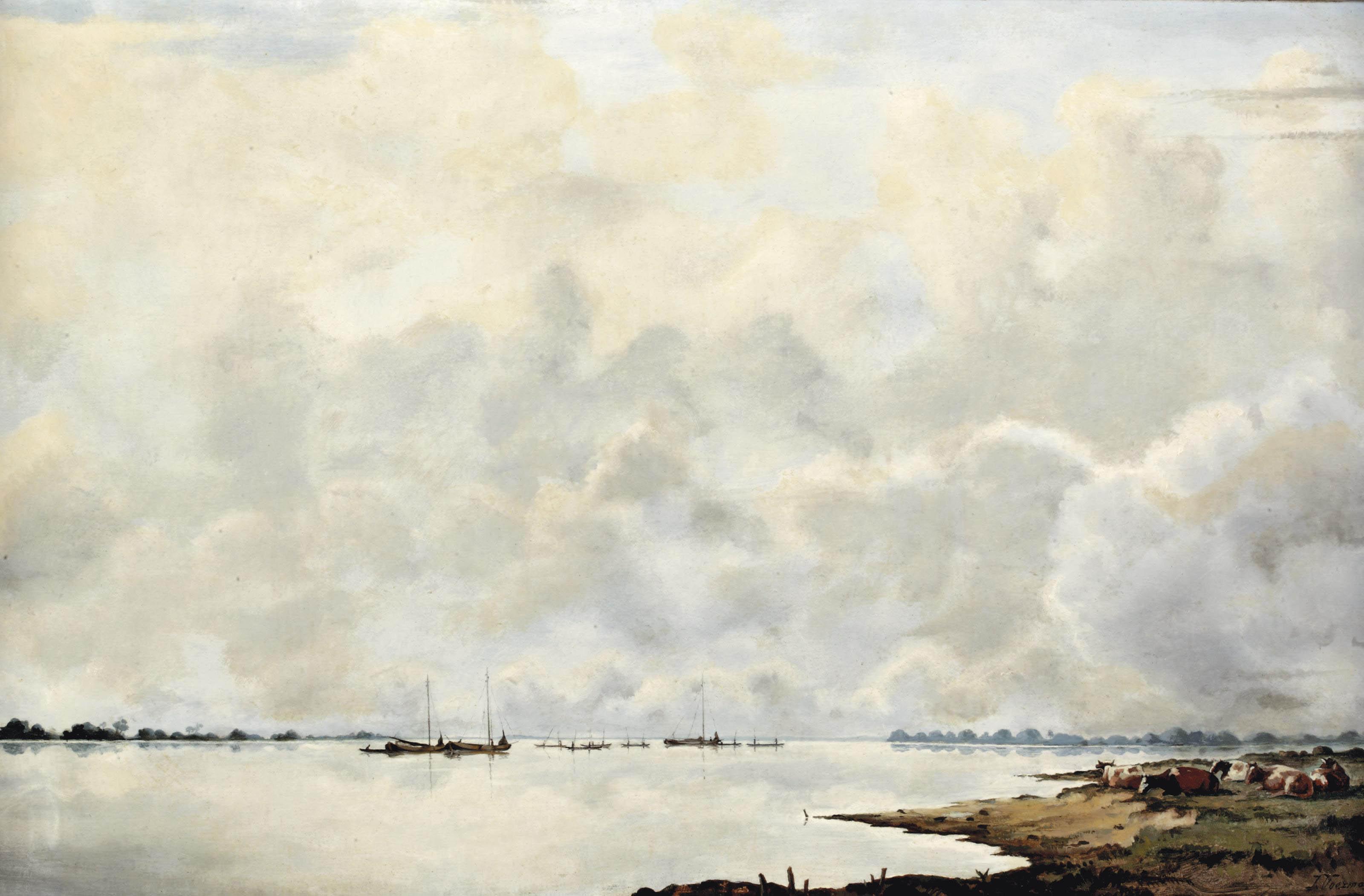 Jan Voerman - Cows along the river IJssel