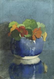 Jan Voerman - East Indian Cress In A Blue Ginger Jar