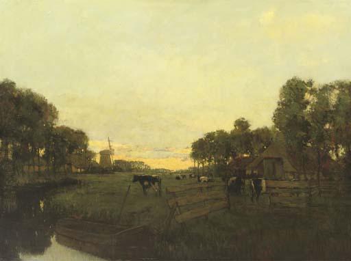 Jan Vrolijk - Along The River At Sunset