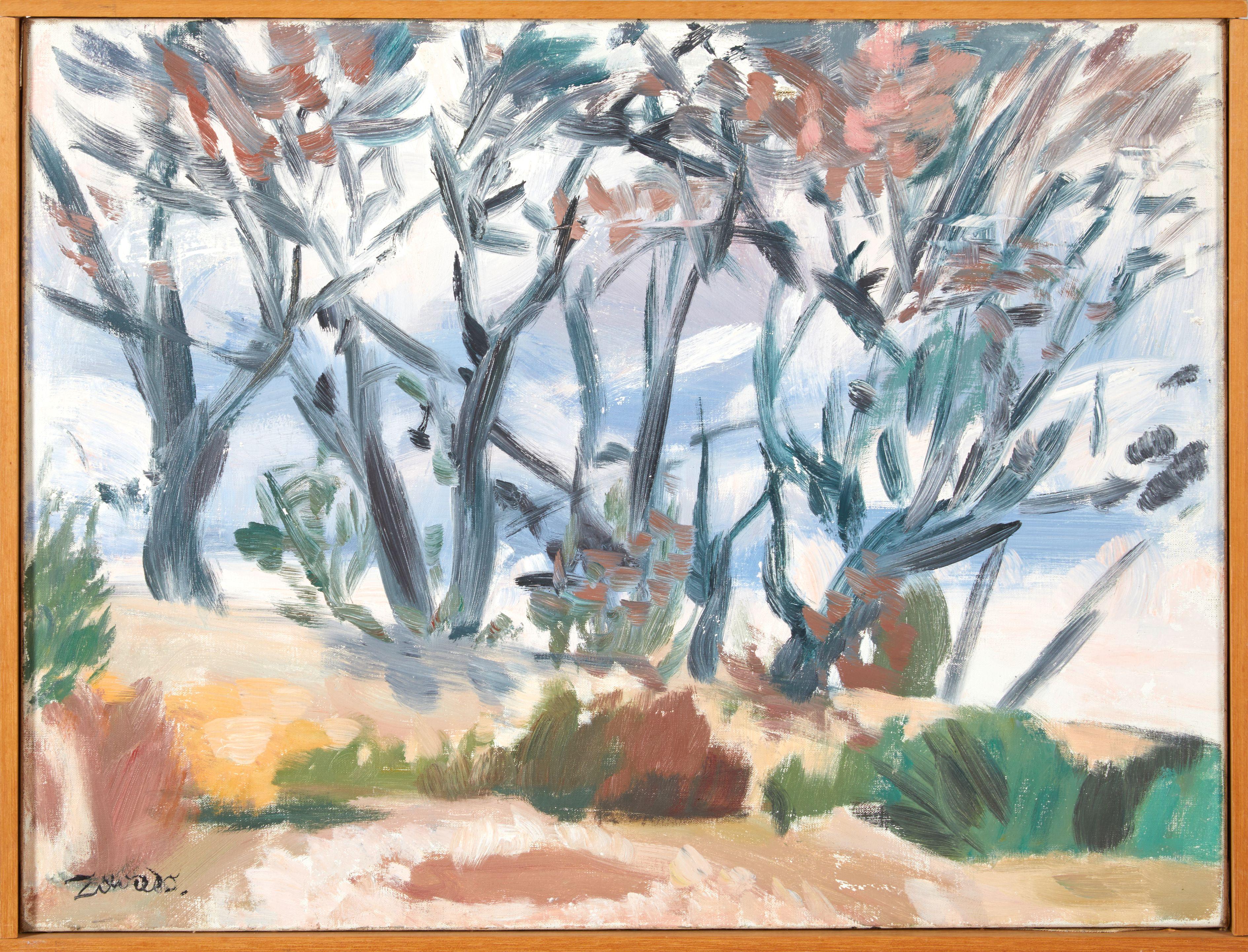 Jan Waclaw Zawadowski - A Landscape with Trees and Bushes framed 48.5 x 63.25 x 4.25 cm (19 x 24 9/10 x 1 2/3 in).