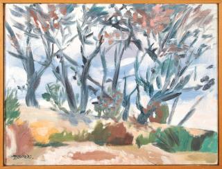 Jan Waclaw Zawadowski - A Landscape with Trees and Bushes framed 48.5 x 63.25 x 4.25 cm (19 x 24 9/10 x 1 2/3 in).