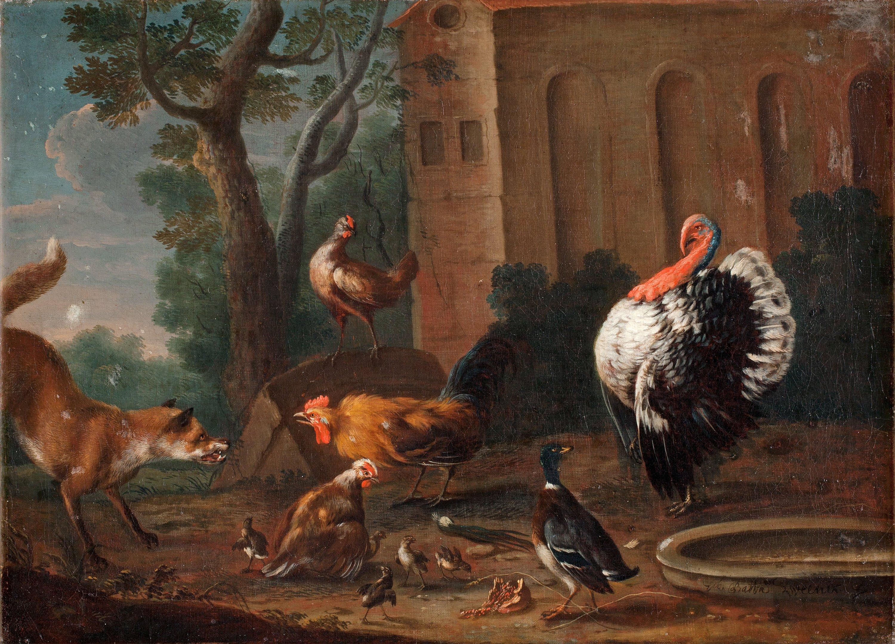 Jan Weenix - Fox in the chicken farm
