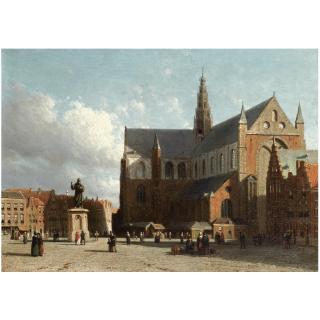 Jan Weissenbruch - Dutch A View Of The Grote Markt With The Sint Bavo Cathedral, Haarlem