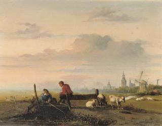Jan Weissenbruch - Fishing on a lazy afternoon