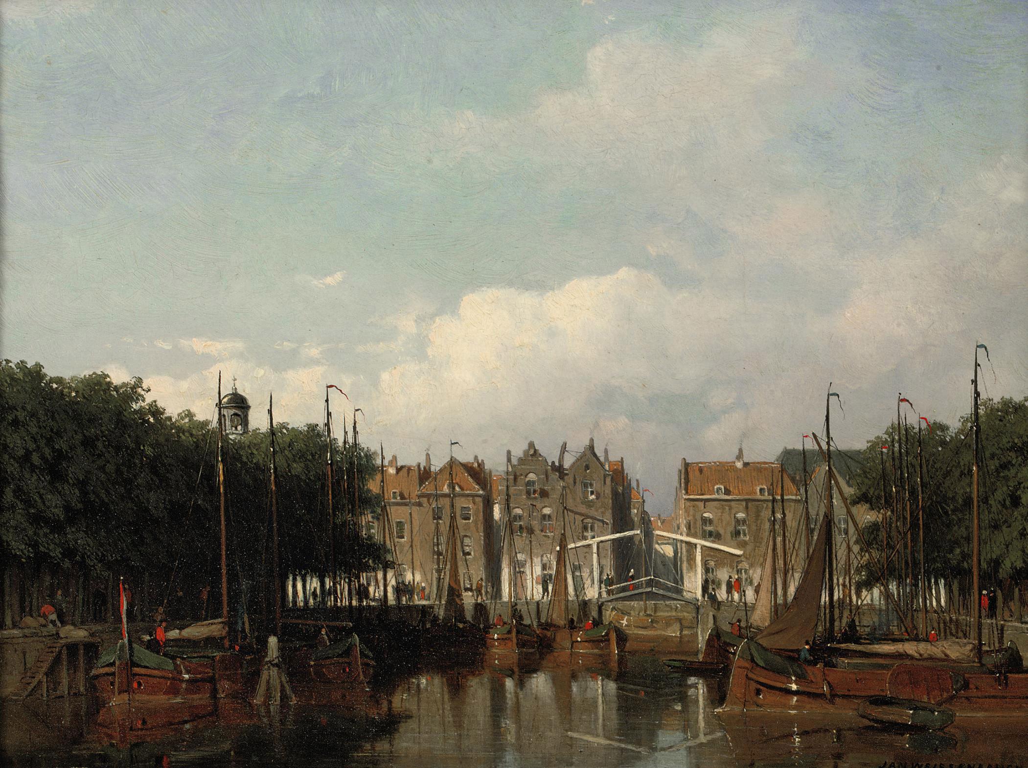 Jan Weissenbruch - The Harbour of Rotterdam in summer