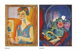 Jan Wiegers - A Still Life With Books And Roses (Recto); A Portrait Of A Lady (Verso)