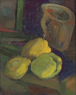 Jan Wiegers - A still life with quinces and a jug