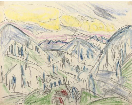 Jan Wiegers - Mountains, Davos (Recto); Sketch of A Boy On A Chair (Verso)