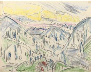 Jan Wiegers - Mountains, Davos (Recto); Sketch of A Boy On A Chair (Verso)