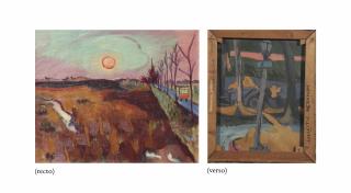 Jan Wiegers - Winterlandschap Drenthe (Recto); Figure With A Wheel Barrow (Verso)