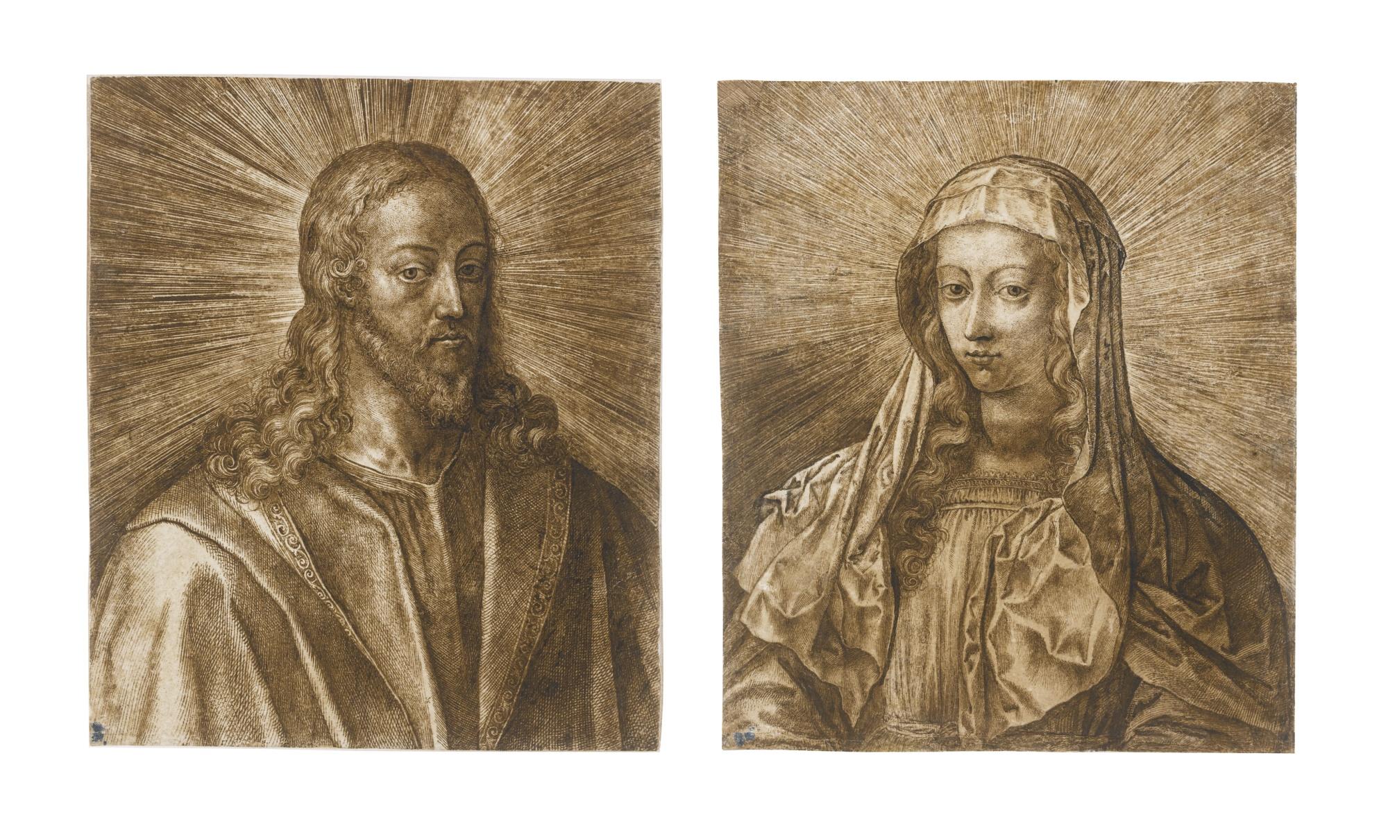 Jan Wierix - Two Bust Length Studies Depicting: A) Christ B) The Virgin