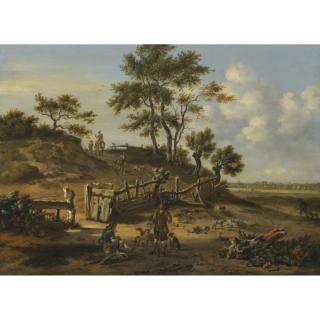 Jan Wijnants - A Dune Landscape With Falconers