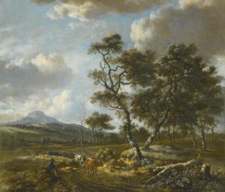 Jan Wijnants - A Landscape With Cattle Being Driven Along A Country Road, A Single Peak In The Distance