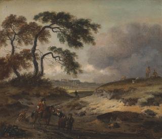 Jan Wijnants - A Wooded Landscape With A Traveller On A Sandy Track