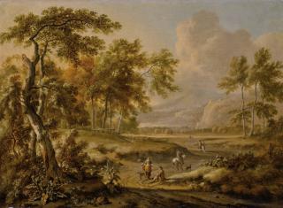 Jan Wijnants - An Extensive Landscape With Figures On A Path In The Foreground