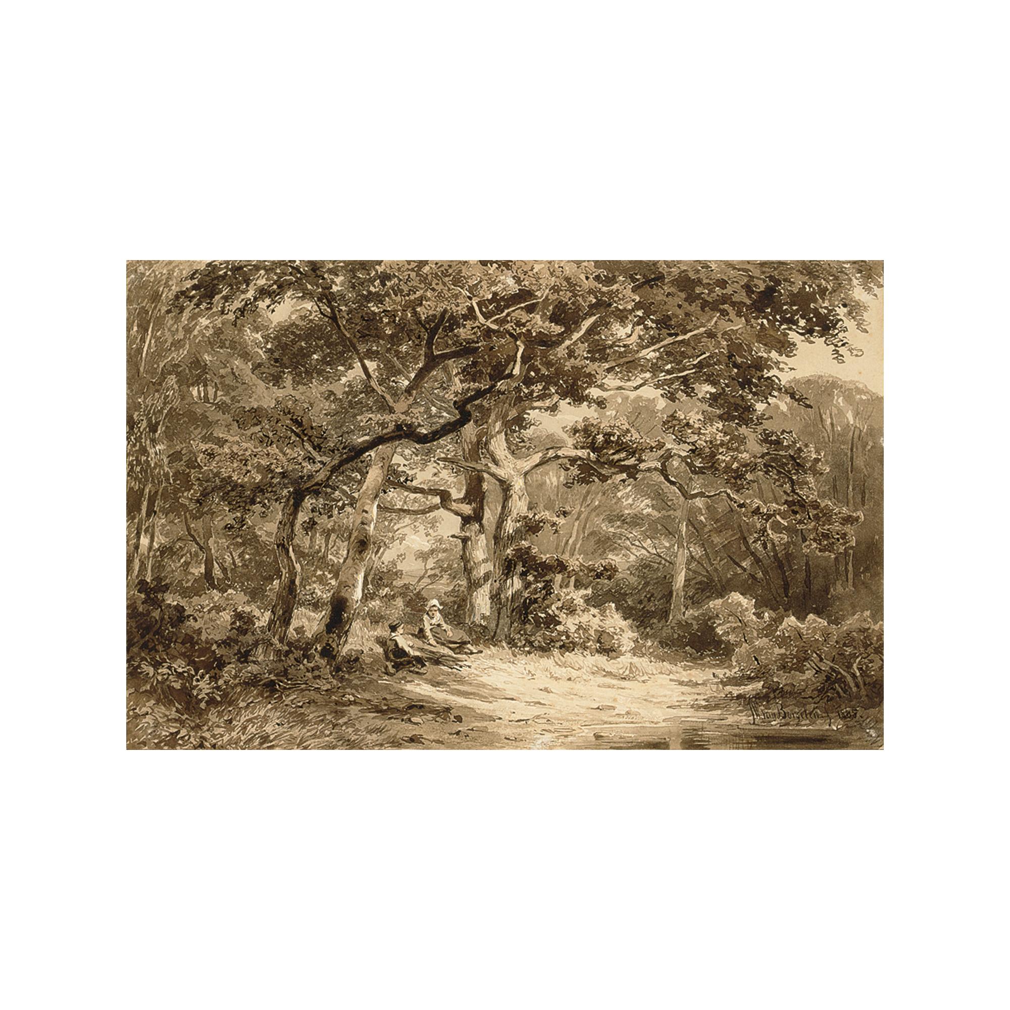 Jan Willem van Borselen - Children In A Forest Landscape