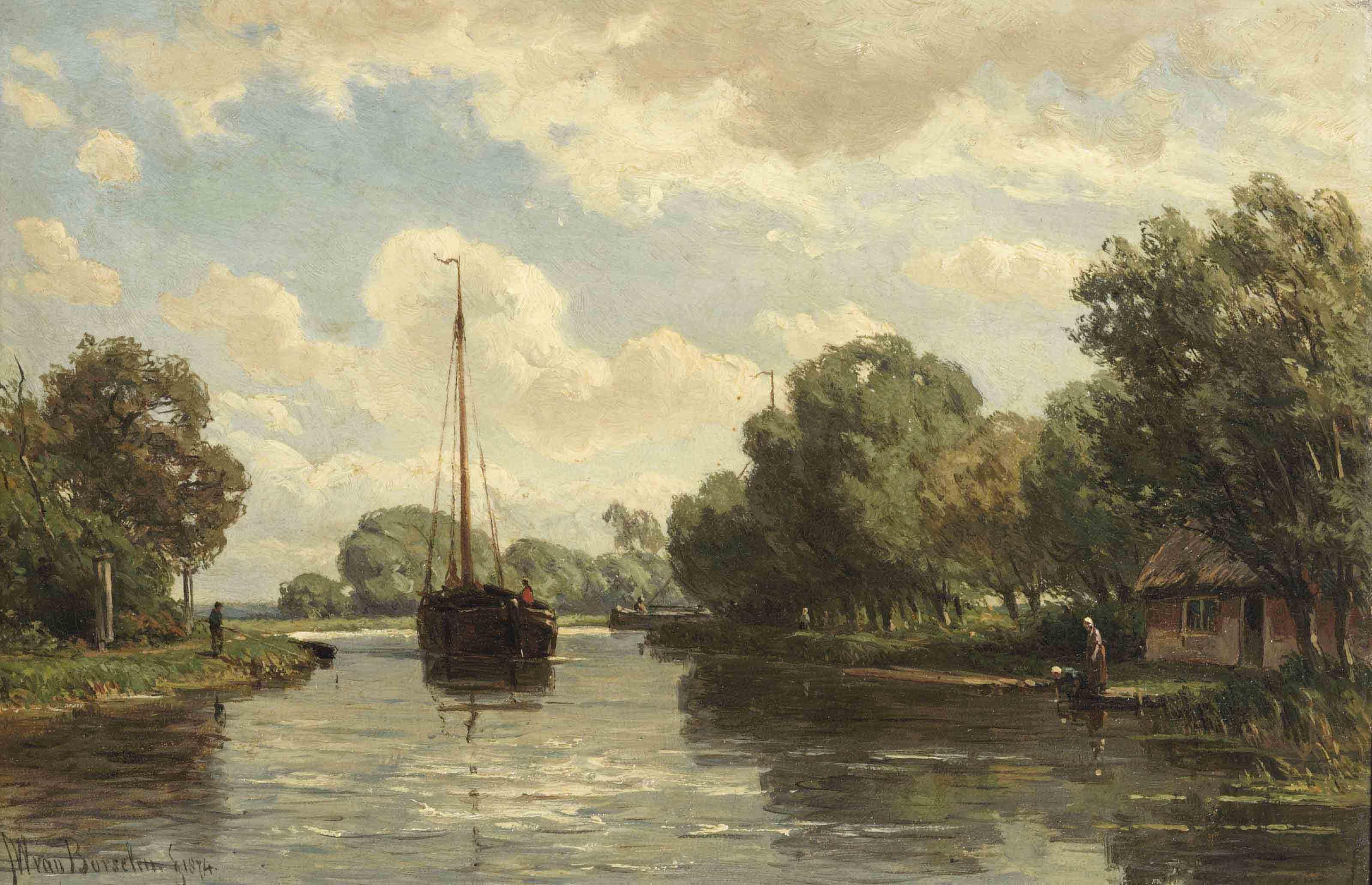 Jan Willem van Borselen - Landschap aan de Gouwe