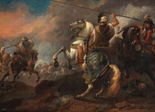 Jan Wyck - A Saracen on horseback before a cavalry skirmish; and An equestrian portrait