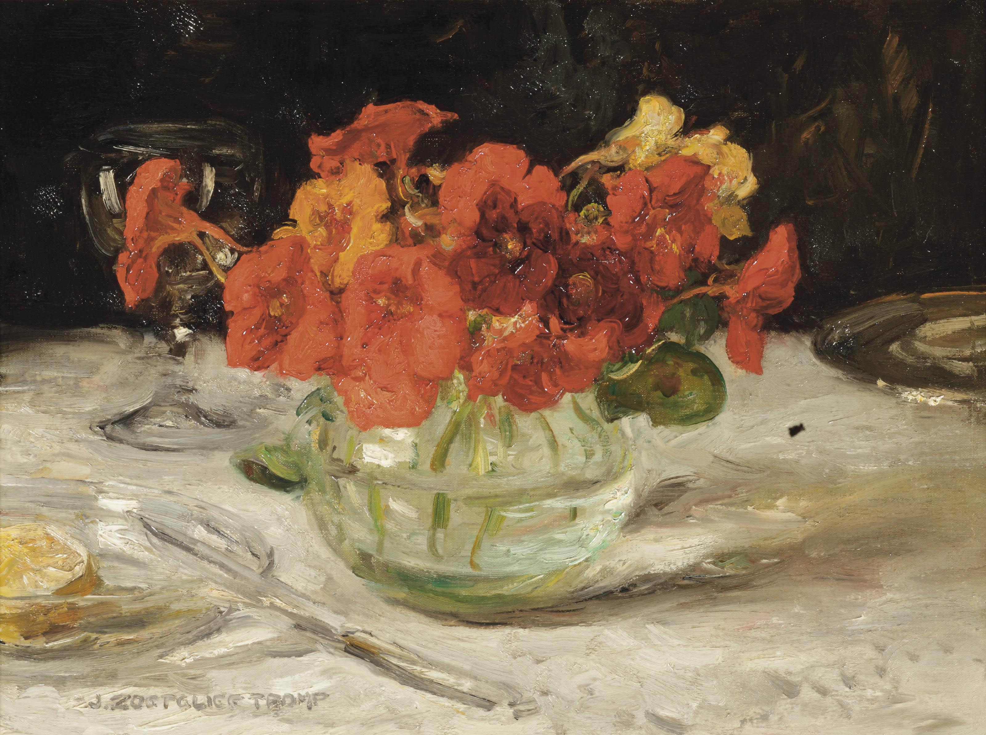 Jan Zoetelief Tromp - A still life with Indian cress