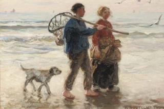 Jan Zoetelief Tromp - A walk on the beach at sunset