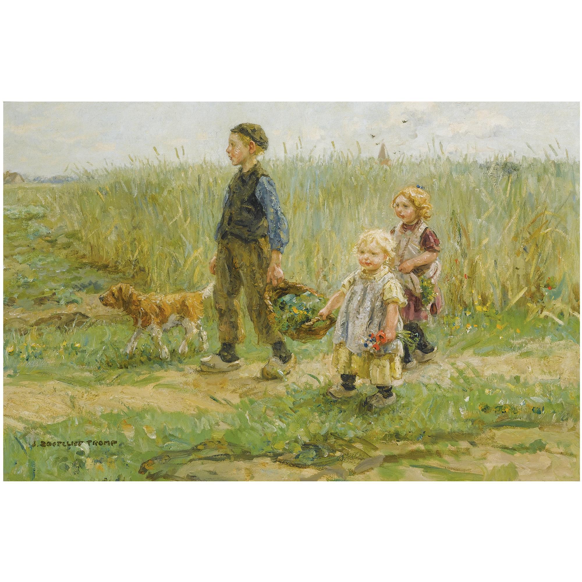 Jan Zoetelief Tromp - Children Strolling In The Fields