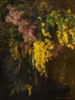 Jan Zoetelief Tromp - Goldregen und Flieder in einer Glasvase.