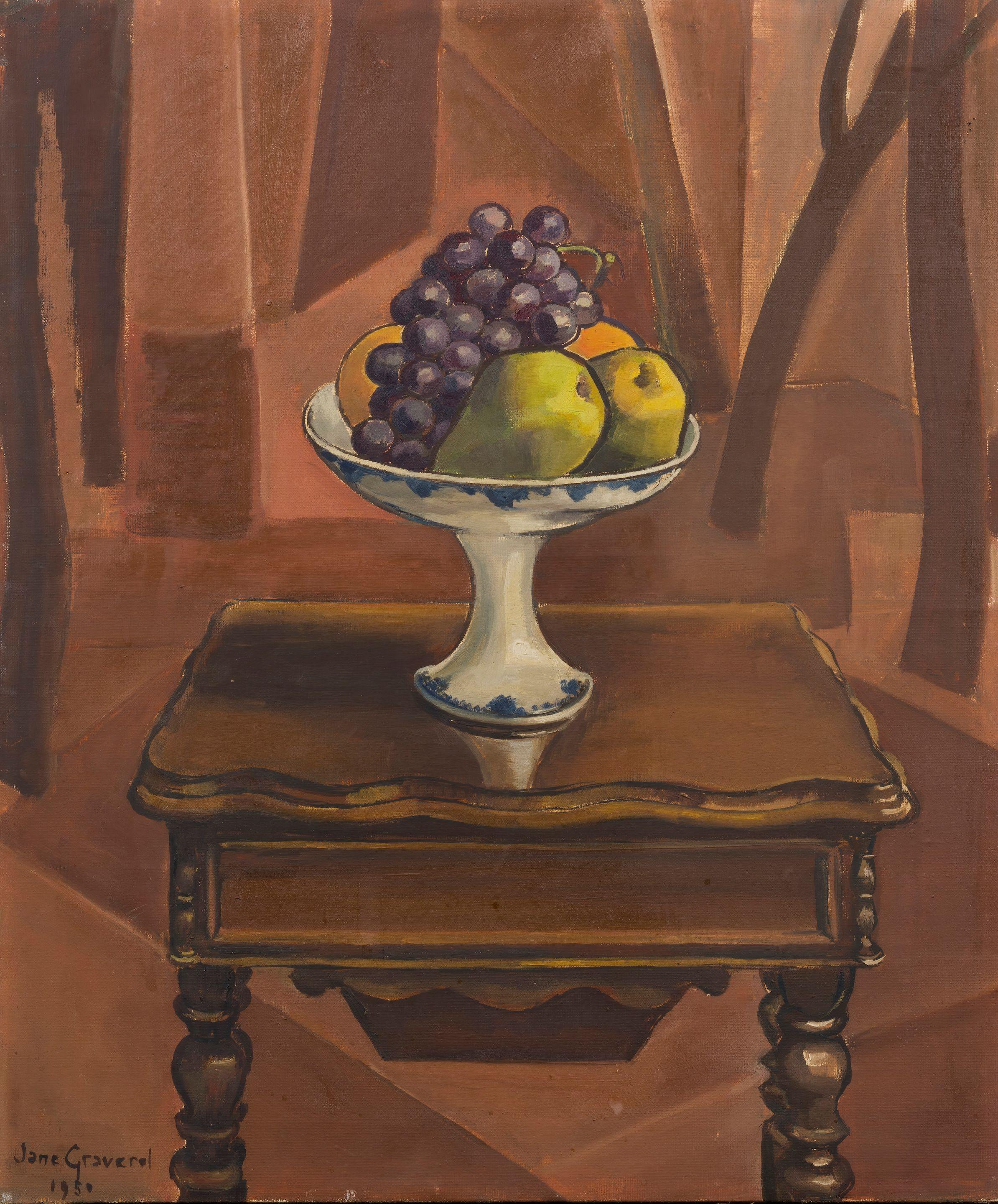 Jane Graverol - Sans titre (Nature morte dans un décor de forêt)