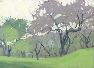 Jane Peterson - A Grove of Trees on a Verdant Lawn
