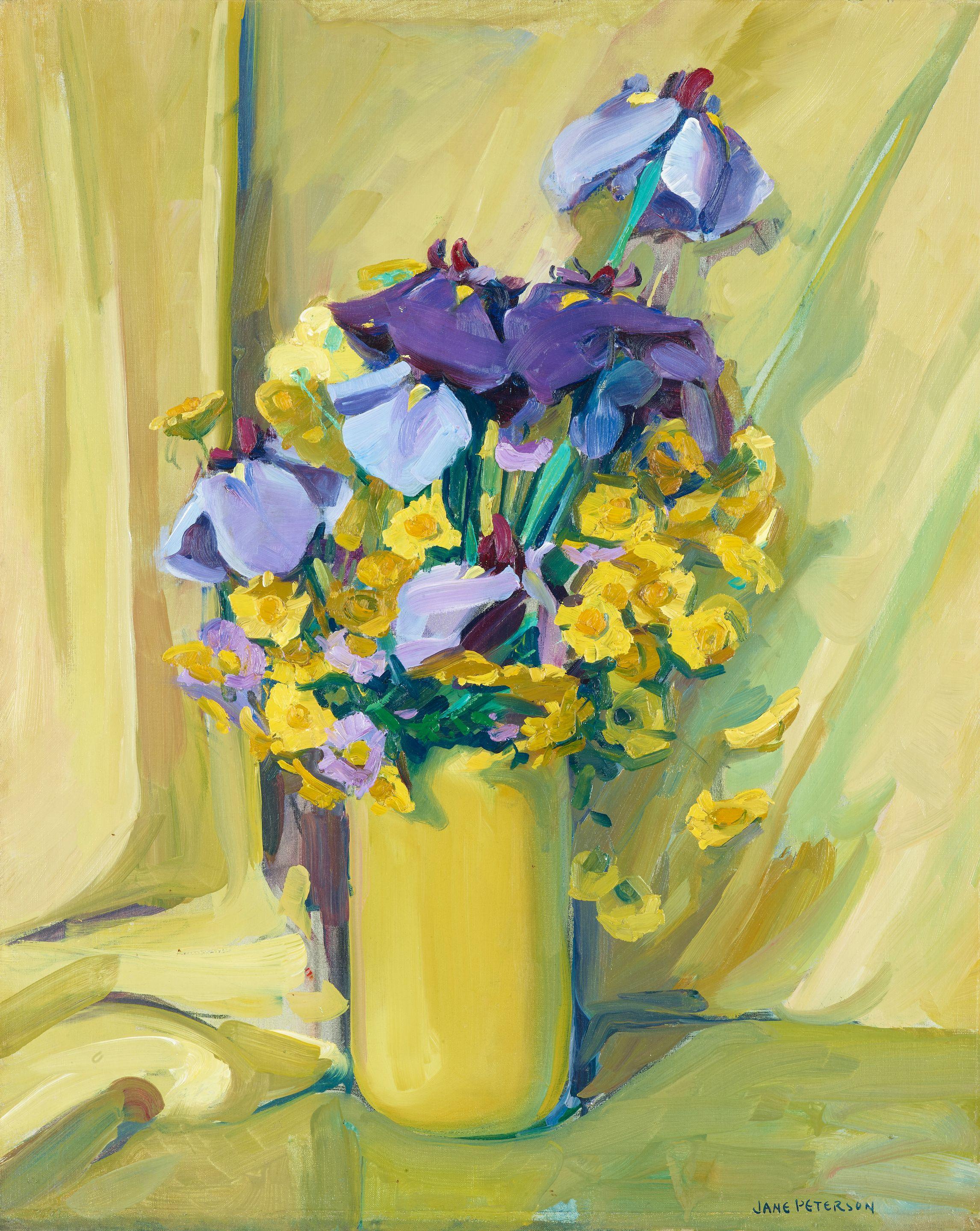 Jane Peterson - A Still Life with Irises, Daisies and Aster