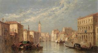 Jane Vivian - A Busy Canal Scene, Venice