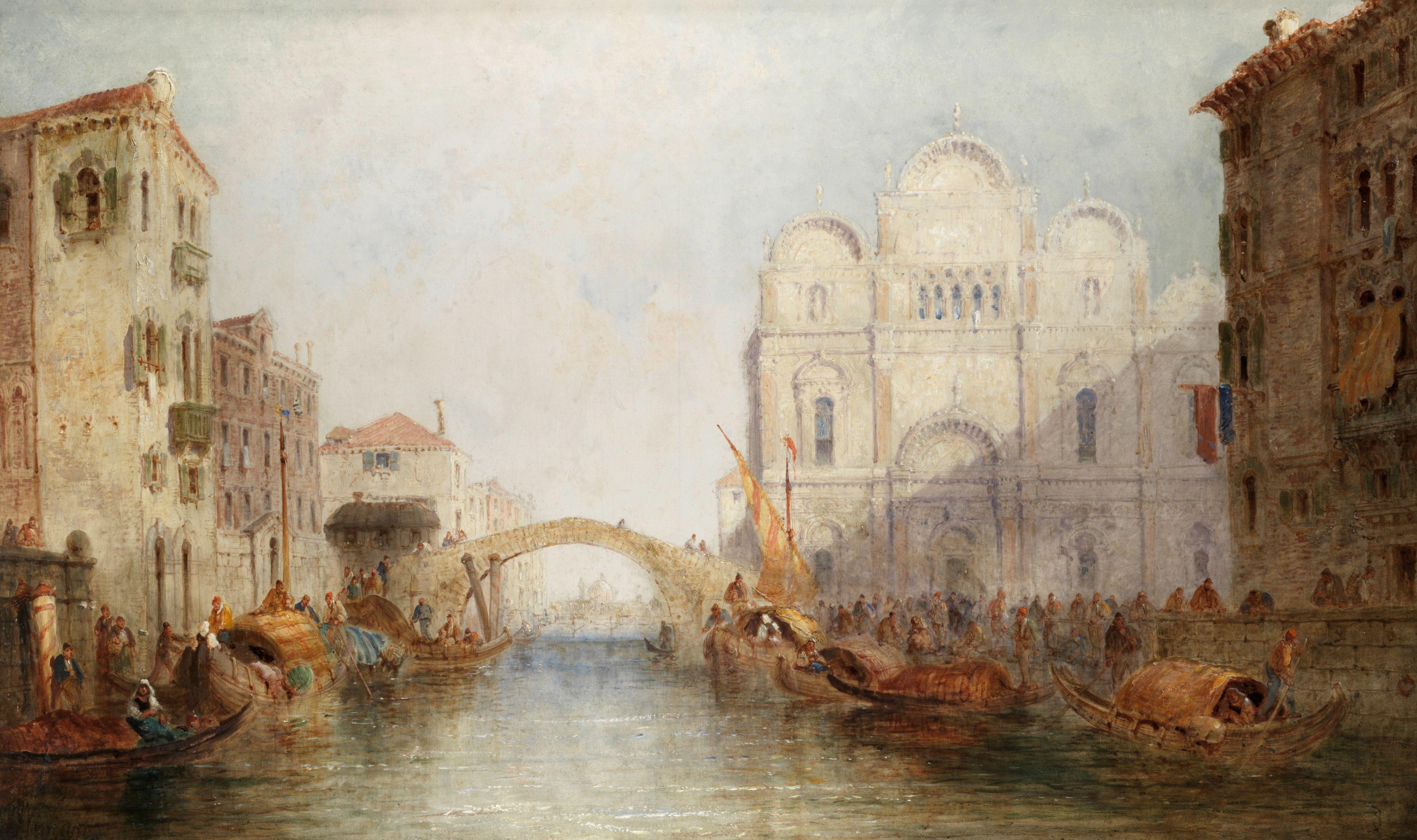 Jane Vivian - A busy day on a Venetian canal with a view of the Scuola Grande di San Marco