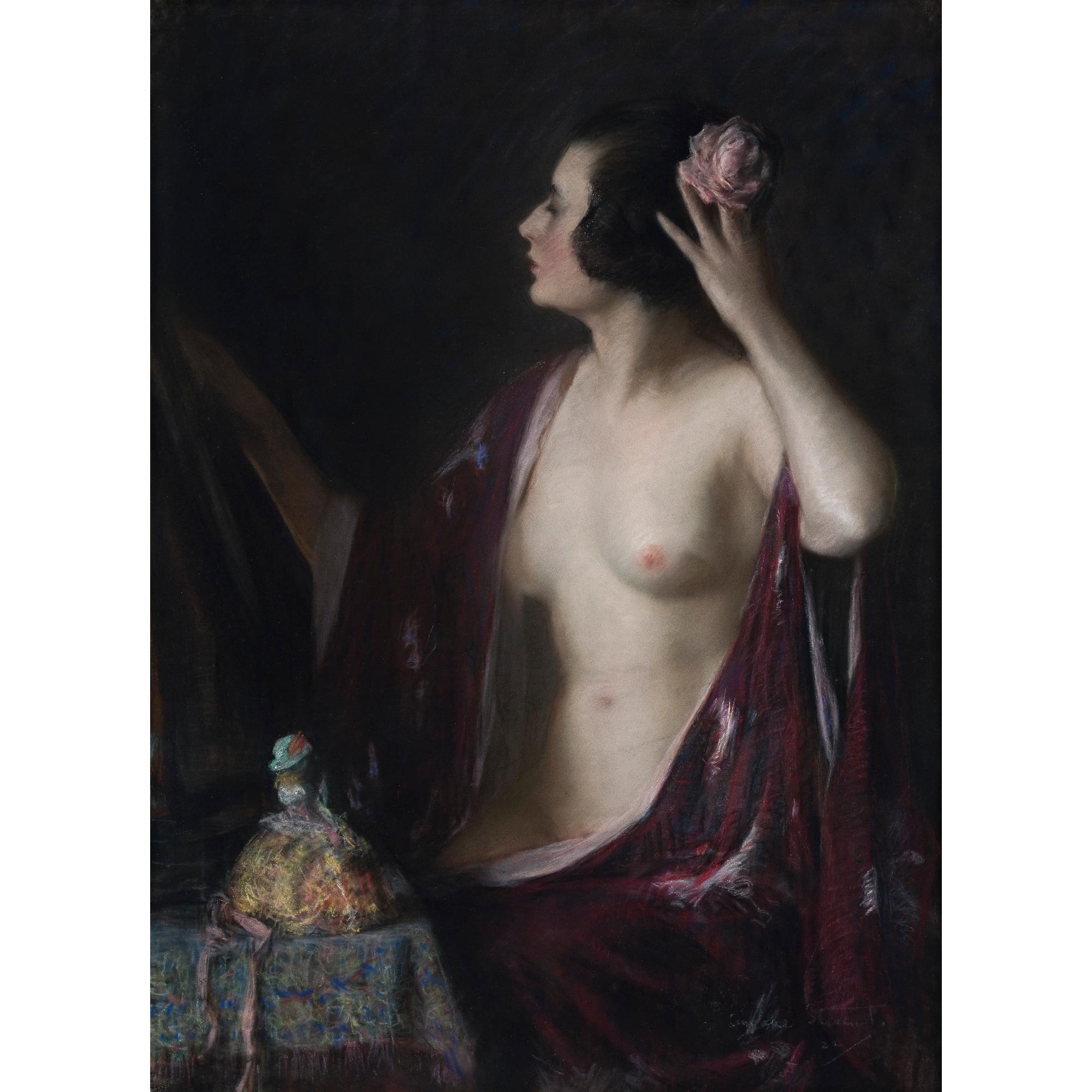 Janet Cumbrae-Stewart - Australian Woman With Red Shawl And Rose