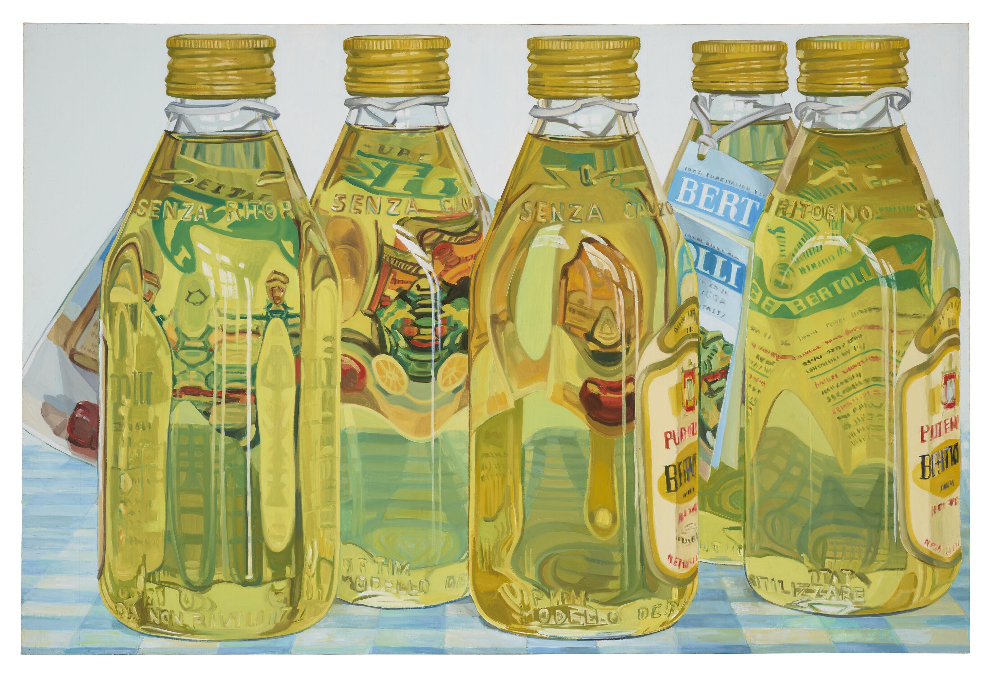 Janet Fish - Five Bertolli Bottles