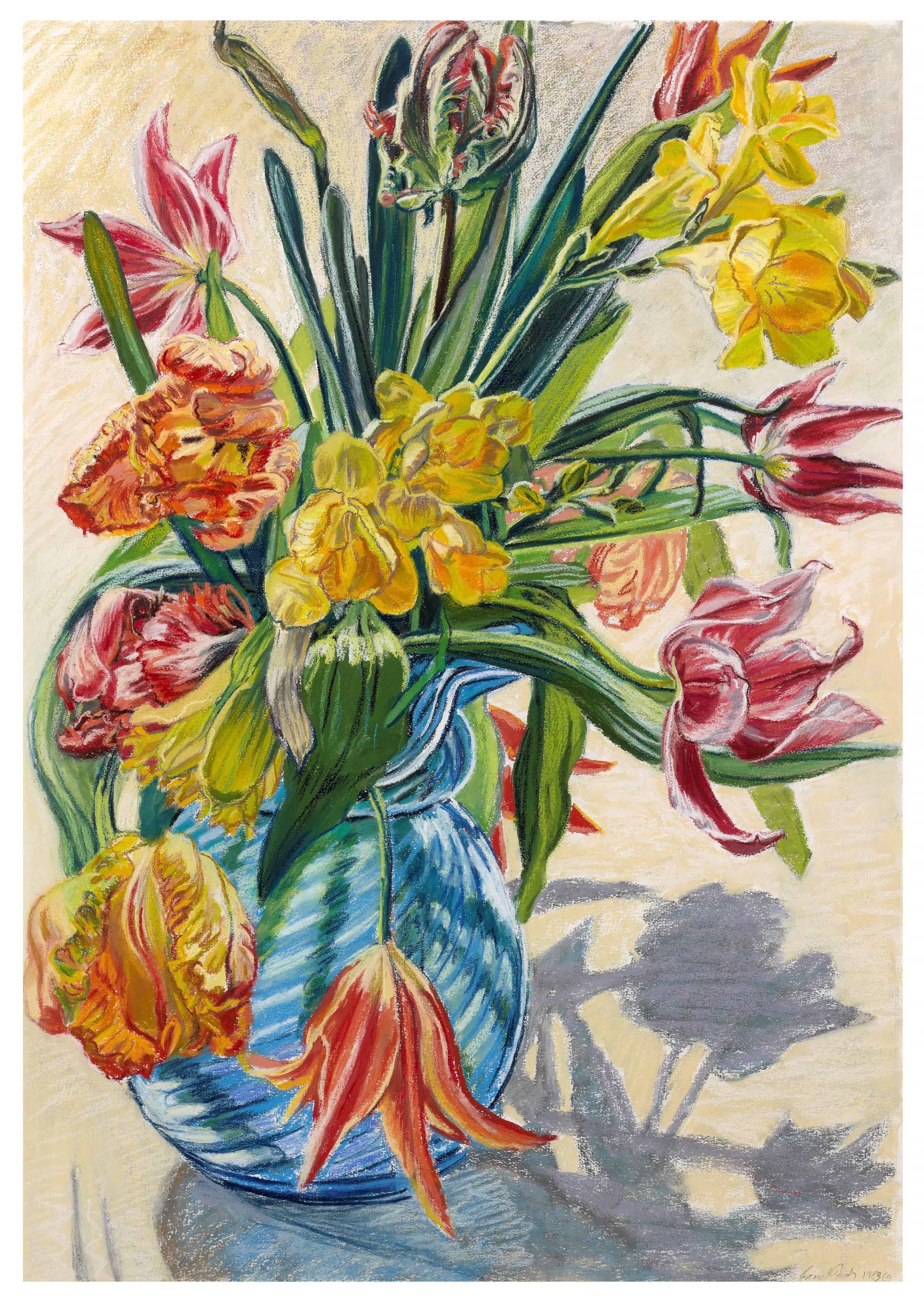 Janet Fish - Tulips and Blue Vase