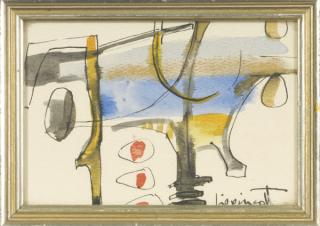 Janet Lippincott - Abstract composition; and a companion watercolor