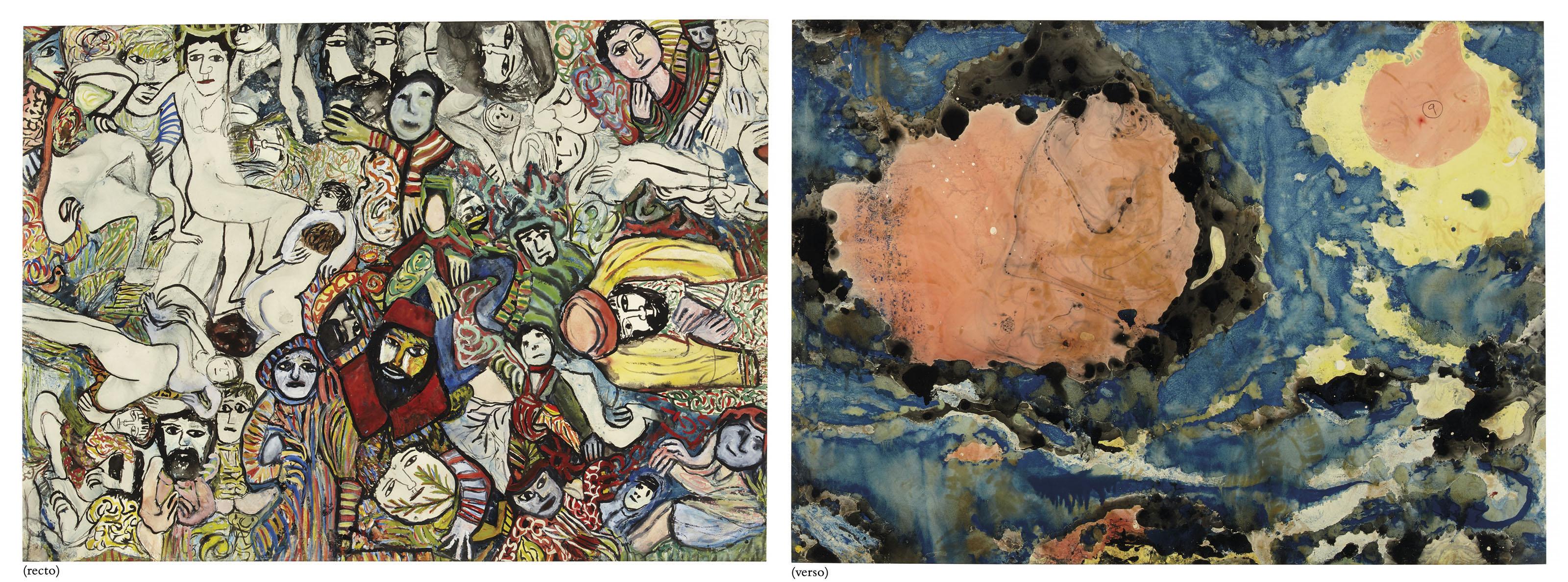 Janet Sobel - Untitled (Figures/Abstract), double sided