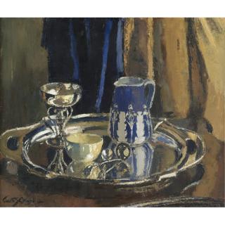 Janetta S Gillespie, R.S.A., R.S.W. - Still Life On A Silver Tray