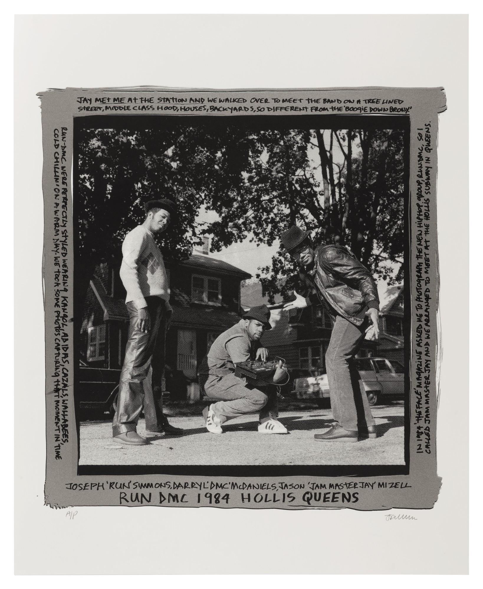 Janette Beckman - Run Dmc, 1984, Hollis, Queens (Silver Border). Silkscreen. 2017.